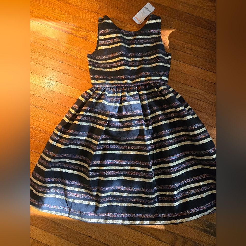 Gymboree Black and Gold Striped Formal Dress Size 7